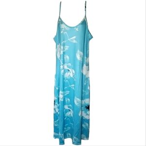 Blue White & Black Sleeveless Floral Maxi Dress Plus Size 2XL NWOT